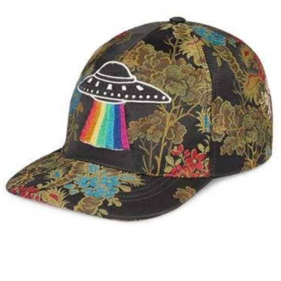 New Gucci UFO Fall '17 Collection Rainbow Floral Embroidery Baseball Cap Hat NWT - Picture 5 of 16